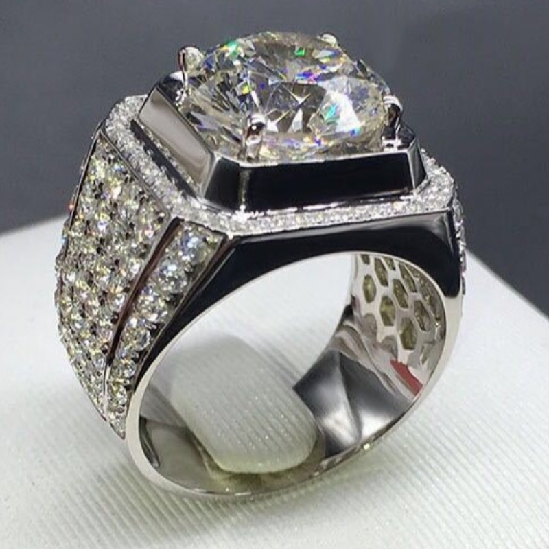 Homens anéis de zircônia cúbica homens anéis de noivado 925 prata esterlina anéis de promessa para homens anéis de casamento dos homens