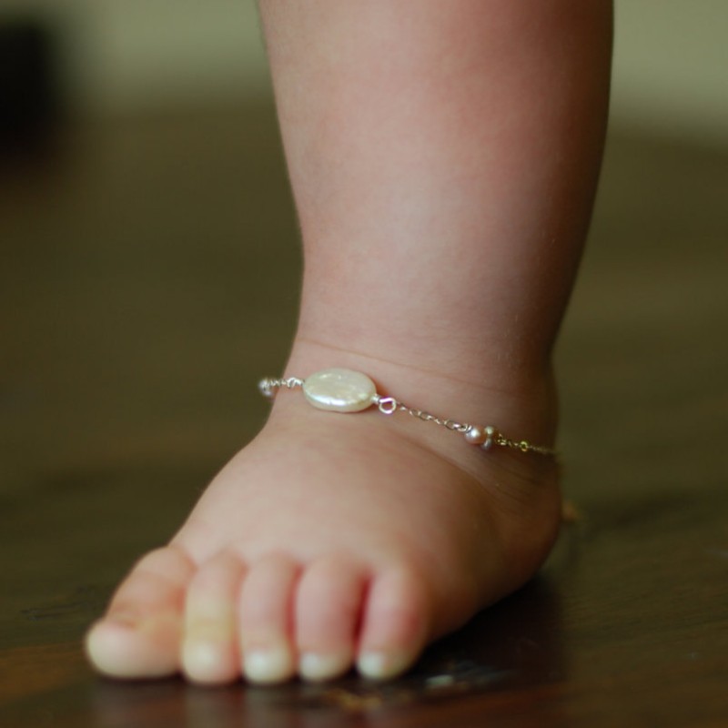Jóias do bebê presente do bebê corrente do pé do bebê 925 prata esterlina pulseira de tornozelo do bebê birthstone