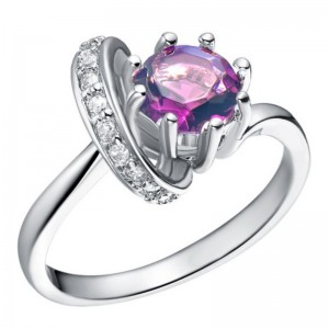Anéis de noivado para mulheres anéis de zircônia cúbica de ametista anéis de rubi anéis de promessa