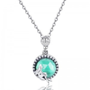 Pingente de sereia 925 colar de prata para mulheres colar de pedras preciosas birthstone